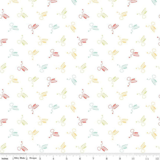 Image of Hush Hush 5 Pretty Pressers quilting cotton fabric by Assorted Designers for Riley Blake Designs. Features irons on an off-white background. Cute Little Fabric Shop.