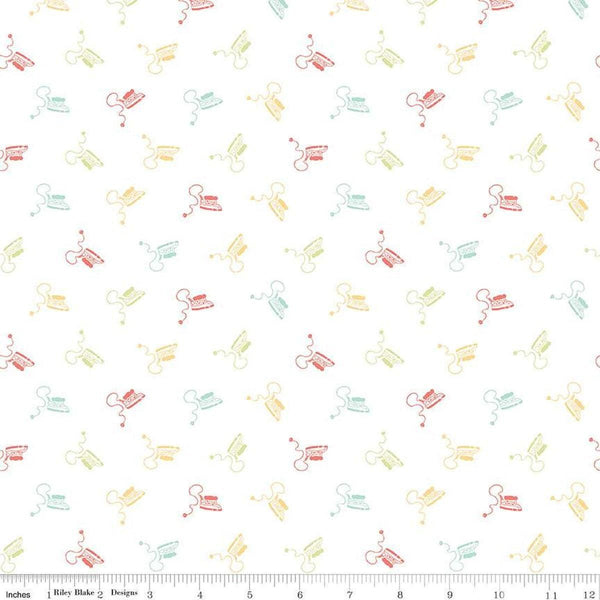 Image of Hush Hush 5 Pretty Pressers quilting cotton fabric by Assorted Designers for Riley Blake Designs. Features irons on an off-white background. Cute Little Fabric Shop.