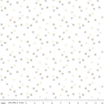 Image of Hush Hush 5 Quilty Stars quilting cotton fabric by Assorted Designers for Riley Blake Designs. Features stars on an off-white background. Cute Little Fabric Shop.