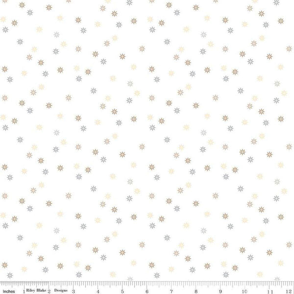 Image of Hush Hush 5 Quilty Stars quilting cotton fabric by Assorted Designers for Riley Blake Designs. Features stars on an off-white background. Cute Little Fabric Shop.