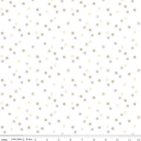 Image of Hush Hush 5 Quilty Stars quilting cotton fabric by Assorted Designers for Riley Blake Designs. Features stars on an off-white background. Cute Little Fabric Shop.