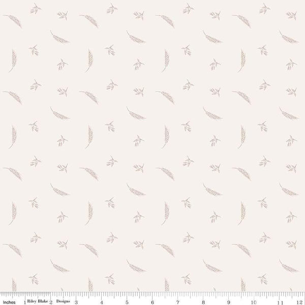 Image of Hush Hush 5 Prairie Grain quilting cotton fabric by Assorted Designers for Riley Blake Designs. Features wheat on an off-white background. Cute Little Fabric Shop.