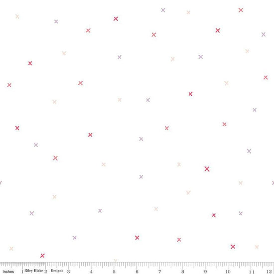 Image of Hush Hush 5 Don't Cross Me quilting cotton fabric by Assorted Designers for Riley Blake Designs. Features xs on an off-white background. Cute Little Fabric Shop.