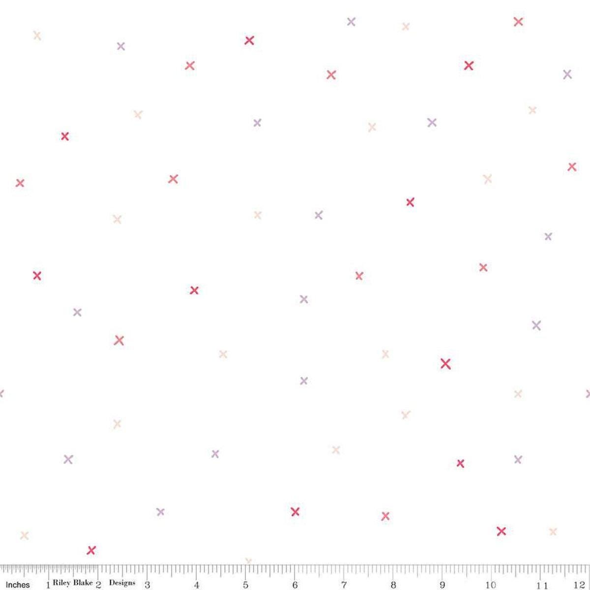 Image of Hush Hush 5 Don't Cross Me quilting cotton fabric by Assorted Designers for Riley Blake Designs. Features xs on an off-white background. Cute Little Fabric Shop.