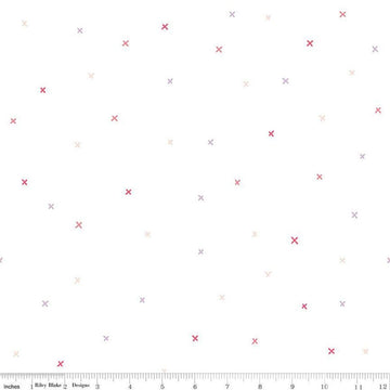 Image of Hush Hush 5 Don't Cross Me quilting cotton fabric by Assorted Designers for Riley Blake Designs. Features xs on an off-white background. Cute Little Fabric Shop.
