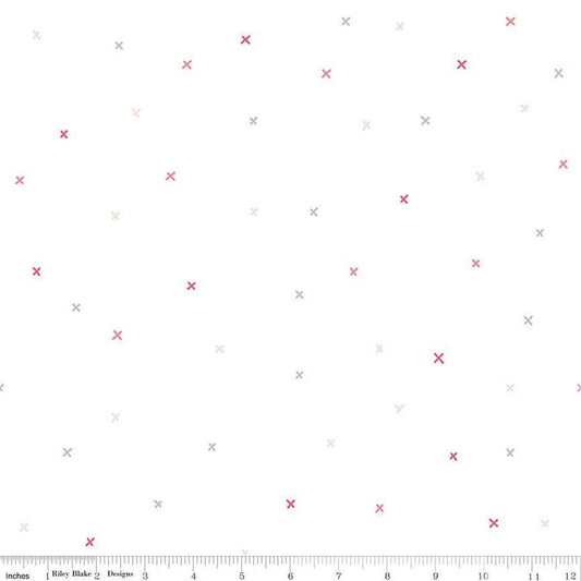 Image of Hush Hush 5 Don't Cross Me quilting cotton fabric by Assorted Designers for Riley Blake Designs. Features xs on an off-white background. Cute Little Fabric Shop.