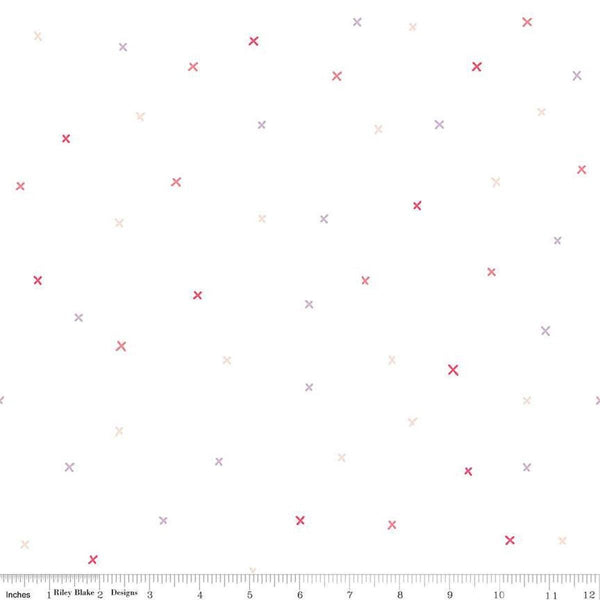 Image of Hush Hush 5 Don&#39;t Cross Me quilting cotton fabric by Assorted Designers for Riley Blake Designs. Features xs on an off-white background. Cute Little Fabric Shop.