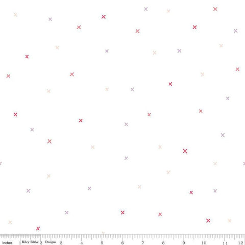 Image of Hush Hush 5 Don&#39;t Cross Me quilting cotton fabric by Assorted Designers for Riley Blake Designs. Features xs on an off-white background. Cute Little Fabric Shop.