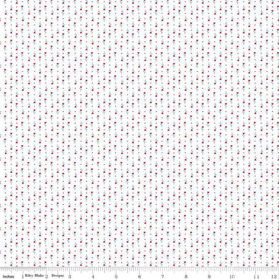 Image of Hush Hush 5 Tiny Tulips quilting cotton fabric by Assorted Designers for Riley Blake Designs. Features tulips on an off-white background. Cute Little Fabric Shop.