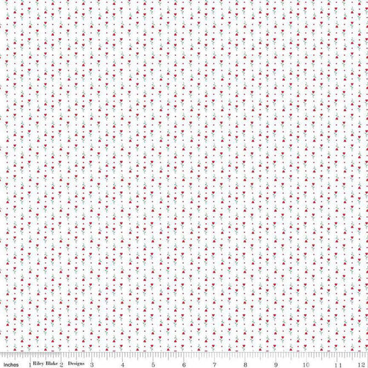 Image of Hush Hush 5 Tiny Tulips quilting cotton fabric by Assorted Designers for Riley Blake Designs. Features tulips on an off-white background. Cute Little Fabric Shop.