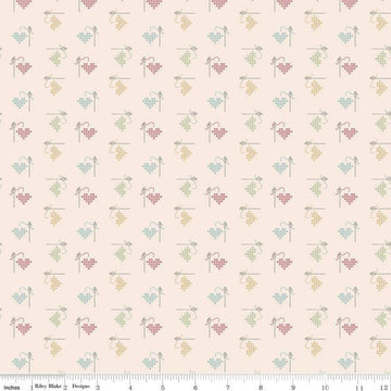 Image of Hush Hush 5 Stitched With Love quilting cotton fabric by Assorted Designers for Riley Blake Designs. Features embroidery on an off-white background. Cute Little Fabric Shop.