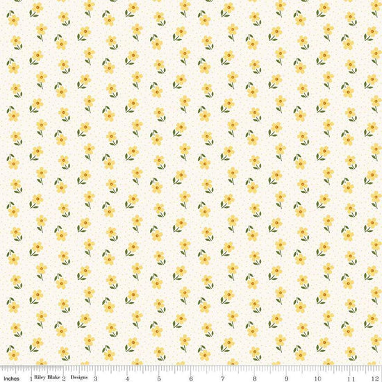 Image of Little Darlin' Ditsy Cream quilting cotton fabric by the RBD Designers for Riley Blake Designs. Features flowers on a cream background. Cute Little Fabric Shop