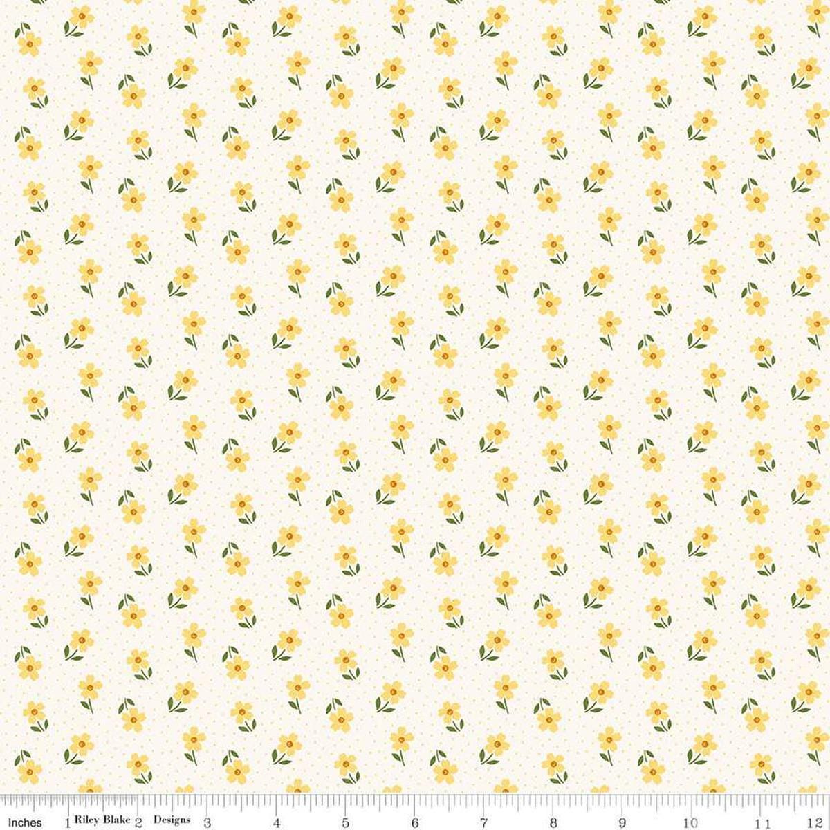 Image of Little Darlin' Ditsy Cream quilting cotton fabric by the RBD Designers for Riley Blake Designs. Features flowers on a cream background. Cute Little Fabric Shop