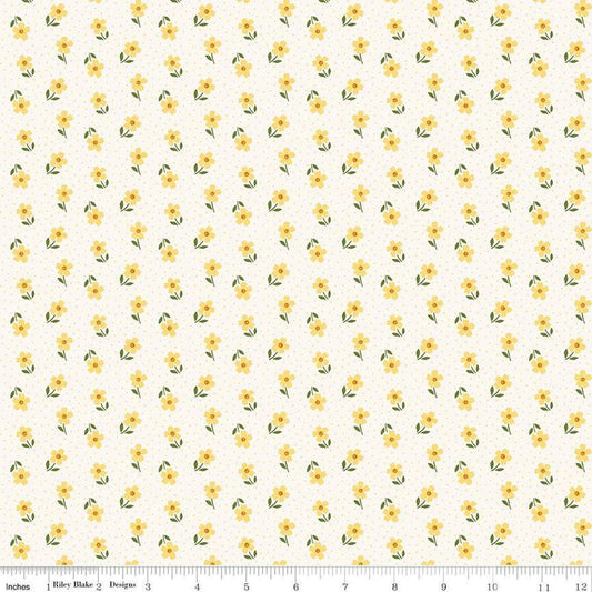 Image of Little Darlin' Ditsy Cream quilting cotton fabric by the RBD Designers for Riley Blake Designs. Features flowers on a cream background. Cute Little Fabric Shop