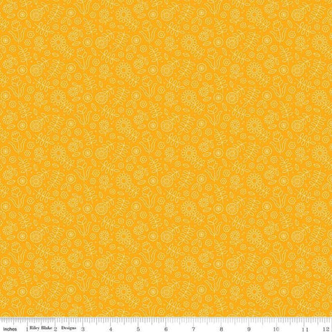 Image of Little Darlin&#39; Tonal Floral Orange quilting cotton fabric by the RBD Designers for Riley Blake Designs. Features flowers on an orange background. Cute Little Fabric Shop