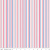 Image of Little Darlin' Stripes Pink quilting cotton fabric by the RBD Designers for Riley Blake Designs. Features flowers on a pink background. Cute Little Fabric Shop