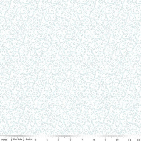 Image of Flannel Winter Swirls White flannel cotton fabric by Dani Mogstad for Riley Blake Designs. Features swirls on a white background. Cute Little Fabric Shop