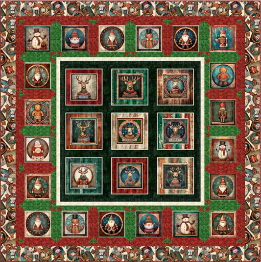 Santa's Helpers Quilt Kit - QT Fabrics - Pattern Fabric - Santa's Workshop - Quilting Cotton Fabric