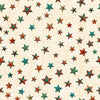 Image of the Santa's Workshop quilting cotton fabric by Morris Creative Group for QT Fabrics. Features multicolored stars on a cream bakground. Cute Little Fabric Shop