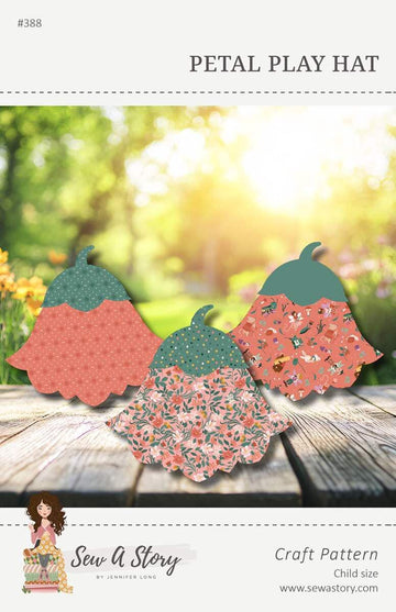 Petal Play Hat Project PATTERN P177 - Jennifer Long - Riley Blake Designs - INSTRUCTIONS Only - Three Sizes - Fussy Cutting