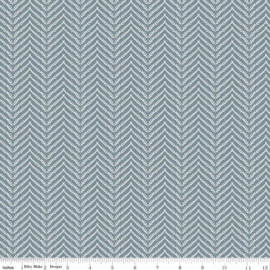 Image of Let's Wander Prairie Grass Sky quilting cotton fabric by Casey Cometti for Riley Blake Designs. Features leaves on a gray background. Cute Little Fabric Shop