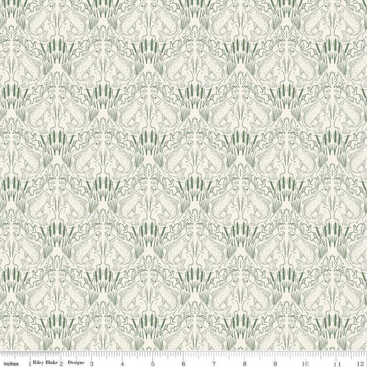 Image of Let's Wander First Catch Cream quilting cotton fabric by Casey Cometti for Riley Blake Designs. Features fish on a cream background. Cute Little Fabric Shop