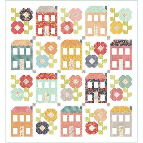 Delightfully Yours Quilt Kit KIT37700 - Moda Fabrics - Floral Houses Homes Flowers Leaves Leaf - Quilting Cotton Fabric