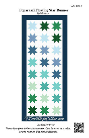Paparazzi Floating Star Runner Quilt PATTERN P148 by Castilleja Cotton - Riley Blake Designs - INSTRUCTIONS Only - Fat Eighth Friendly