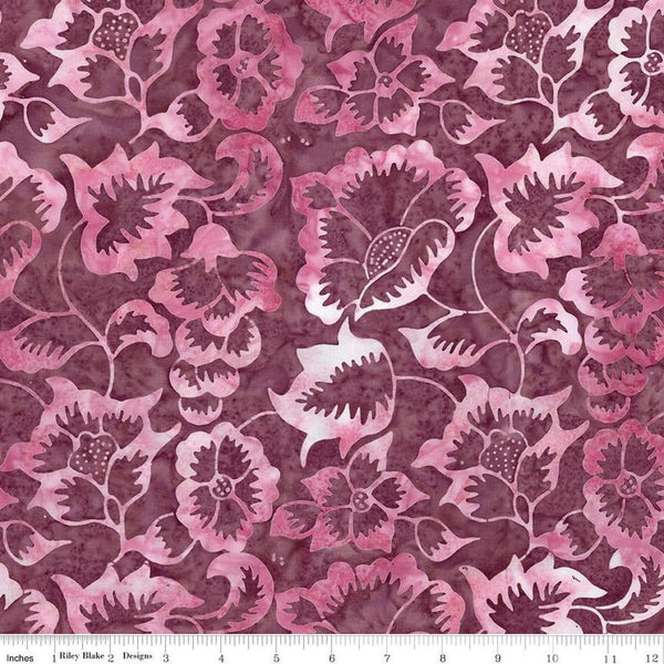 Image of Expressions Batiks Radiant Flourish Prismatic Bliss quilting cotton fabric by The RBD Designers for Riley Blake Designs. Features flowers on a pink background. Cute Little Fabric Shop