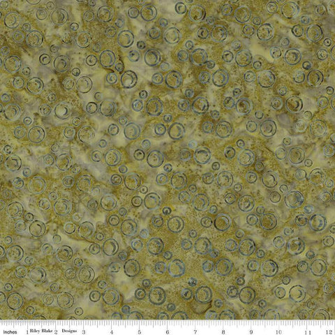 Image of Expressions Batiks Radiant Flourish Thyme quilting cotton fabric by The RBD Designers for Riley Blake Designs. Features bubbles on a green background. Cute Little Fabric Shop