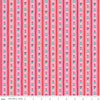 Image of The Genesis of a Journey Bavarian Rose quilting cotton fabric by Genesis Hall for Riley Blake Designs. Features stripes on a pink background. Cute Little Fabric Shop