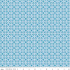 Image of The Genesis of a Journey Patchwork Piazza Blue quilting cotton fabric by Genesis Hall for Riley Blake Designs. Features squares on a blue background. Cute Little Fabric Shop