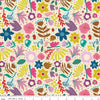 Image of The Genesis of a Journey Along the Way Cream quilting cotton fabric by Genesis Hall for Riley Blake Designs. Features flowers on a cream background. Cute Little Fabric Shop