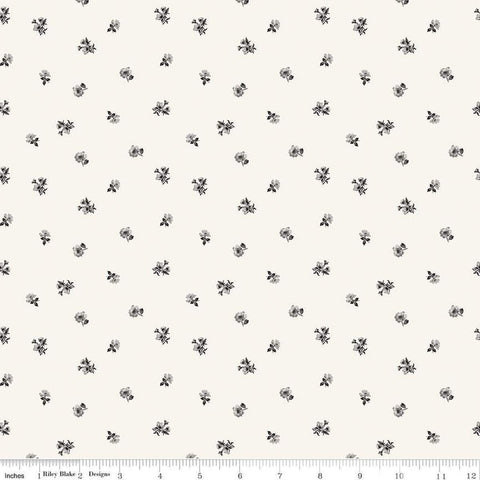 Image of Ivory & Ink Ditsy Ivory quilting cotton fabric by The RBD Designers for Riley Blake Designs. Features flowers on a cream background. Cute Little Fabric Shop