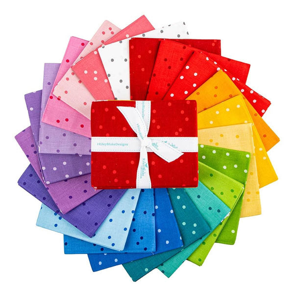 On the Dot Fat Quarter Bundle 21 pieces - Riley Blake Designs - Pre cut Precut - Polka Dots - Quilting Cotton Fabric