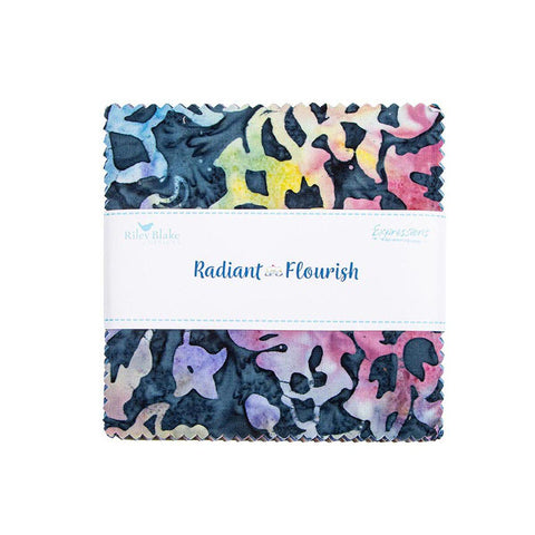 Expressions Batiks Radiant Flourish 5" Stacker Bundle 5-23385-42 - Riley Blake Designs - 42 piece Precut Pre cut - Quilting Cotton Fabric