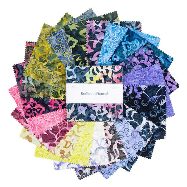 Expressions Batiks Radiant Flourish 5" Stacker Bundle 5-23385-42 - Riley Blake Designs - 42 piece Precut Pre cut - Quilting Cotton Fabric