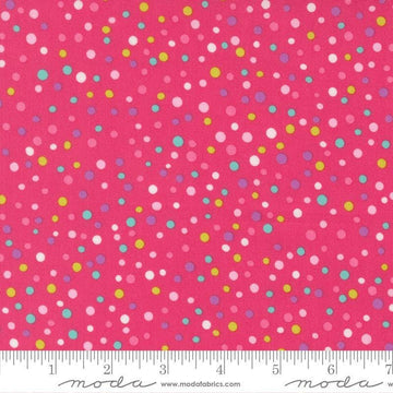 Image of Pick Me Little Dot Polka Dots Petunia quilting cotton fabric by Me and My Sister Designs for Moda Fabrics. Features dots on a pink background. Cute Little Fabric Shop