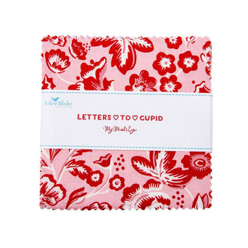 Letters to Cupid Charm Pack 5" Stacker Bundle 5-16980-42 - Riley Blake Designs - 42-Piece  - Quilting Cotton Fabric