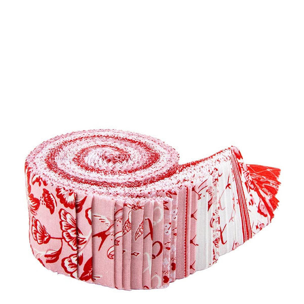 SALE Letters to Cupid 2.5-Inch Rolie Polie Jelly Roll 40 pieces - Riley Blake Designs - Precut Bundle - Quilting Cotton Fabric