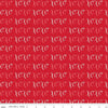 Image of Letters to Cupid XOXO Red quilting cotton fabric by My Mind's Eye for Riley Blake Designs. Features writing on a red background. Cute Little Fabric Shop