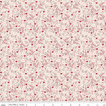 Image of Letters to Cupid Ditsy Floral Cream quilting cotton fabric by My Mind's Eye for Riley Blake Designs. Features flowers on a cream background. Cute Little Fabric Shop