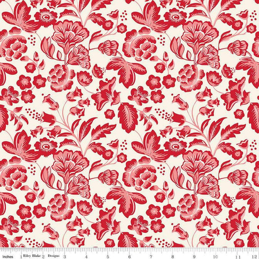 Image of Letters to Cupid Main Cream quilting cotton fabric by My Mind's Eye for Riley Blake Designs. Features flowers on a cream background. Cute Little Fabric Shop
