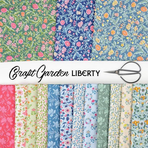 Craft Garden Fat Quarter Bundle 15 pieces - Riley Blake - Pre cut Precut - Floral Flowers - Liberty Fabrics - Quilting Cotton