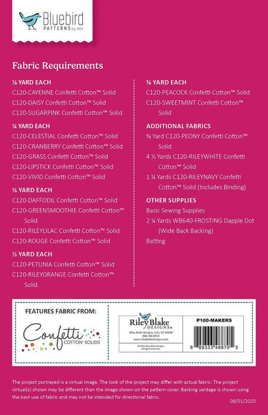 SALE Meet the Makers Quilt Pattern P100 by Bluebird Patterns P100-MAKERS - Riley Blake Designs - INSTRUCTIONS Only - Piecing - Square Quilt