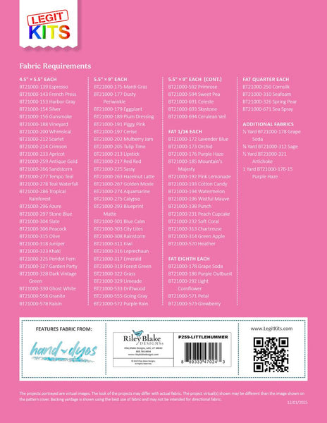 SALE Little Hummer Quilt PATTERN P259 by Legit Kits - Riley Blake Designs- INSTRUCTIONS Only - Paper Piecing - Complex