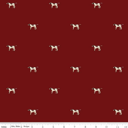 Image of Plaid-Venture Club Pointers Mahogany quilting cotton fabric by by the RBD Designers for Riley Blake Designs. Features plaid on a red background. Cute Little Fabric Shop