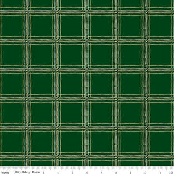 Image of Plaid-Venture Club Hunter Forest quilting cotton fabric by by the RBD Designers for Riley Blake Designs. Features plaid on a green background. Cute Little Fabric Shop
