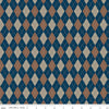 Image of Plaid-Venture Club Archer Navy quilting cotton fabric by by the RBD Designers for Riley Blake Designs. Features argyle on a blue background. Cute Little Fabric Shop