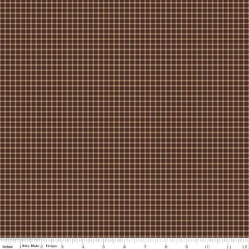 Image of Plaid-Venture Club Explorer Brown quilting cotton fabric by by the RBD Designers for Riley Blake Designs. Features plaid on a brown background. Cute Little Fabric Shop